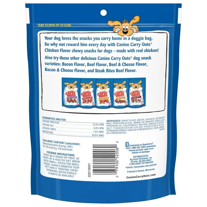 Canine Carry Outs Chicken Flavor Dog Treats, 4.5oz Bag