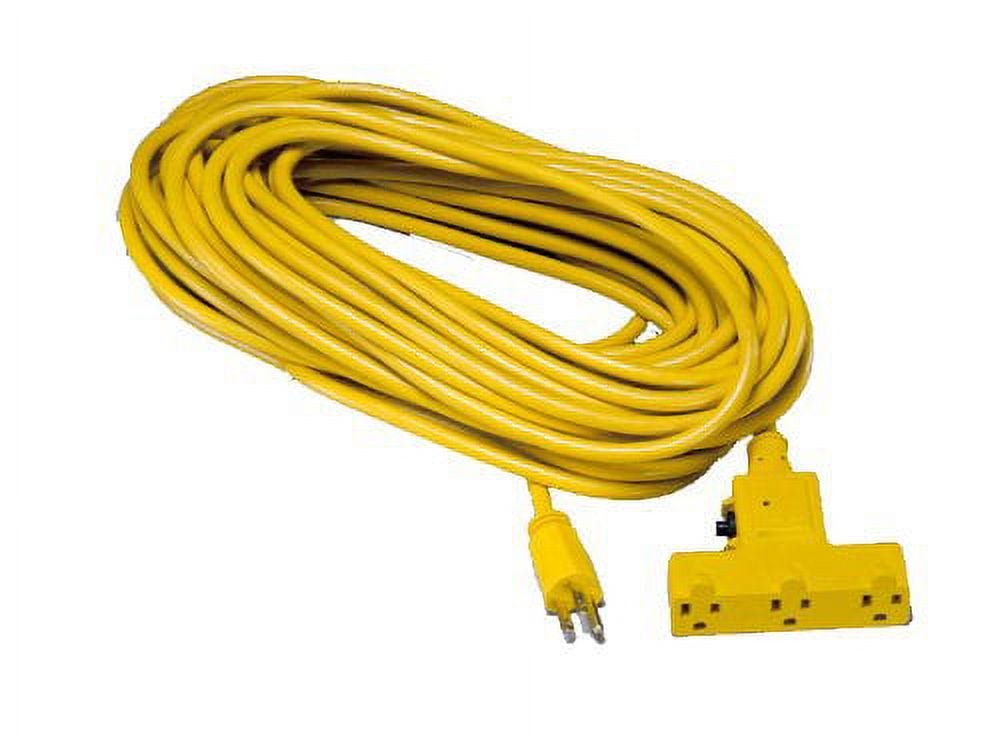 Alert Stamping CST-6M Tri-Tap Outdoor Extension Cord with Circuit Breaker, Yellow, 6-Feet