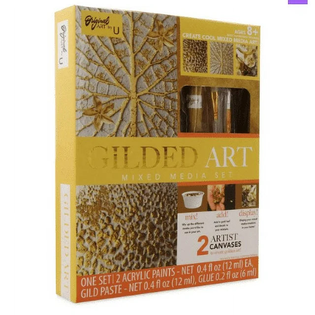 Gilded Art Mixed Media Kit With Canvas, Paint & Gold Leaf Foil