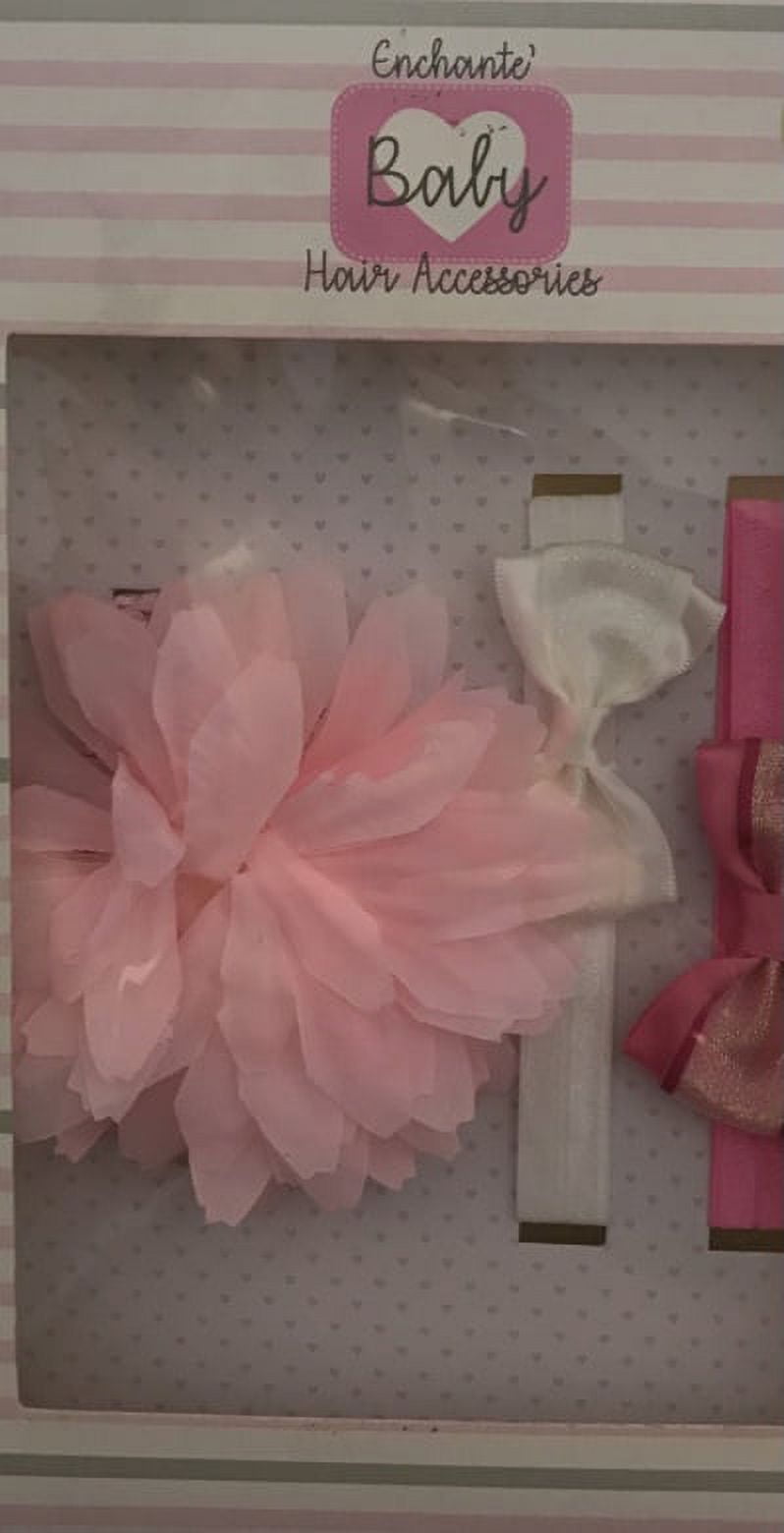 Enchante' Baby Hair Accessories 3-Piece Headbands 1 Pink Flower & 2 Bows