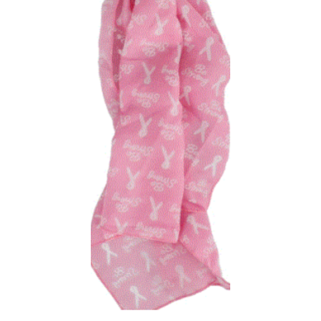 Breast Cancer Awareness Scarf Pink 60" X 11" Be Strong Words White Ribbon Logo