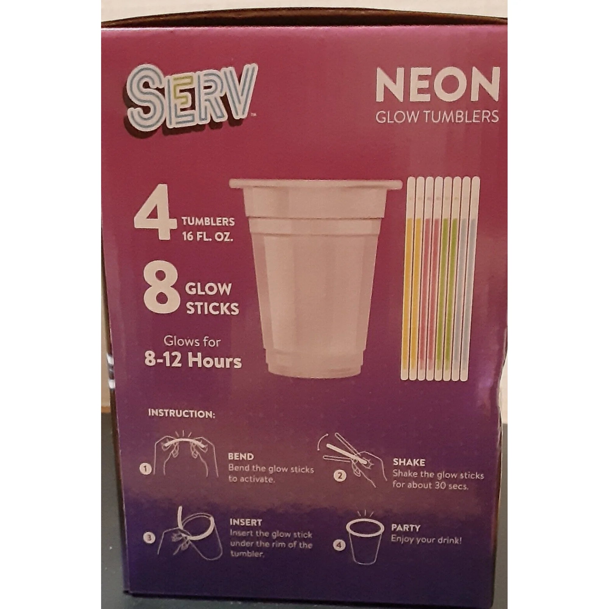 Tzumi Serv Neon Glow Tumblers 4 pk- 16 0z