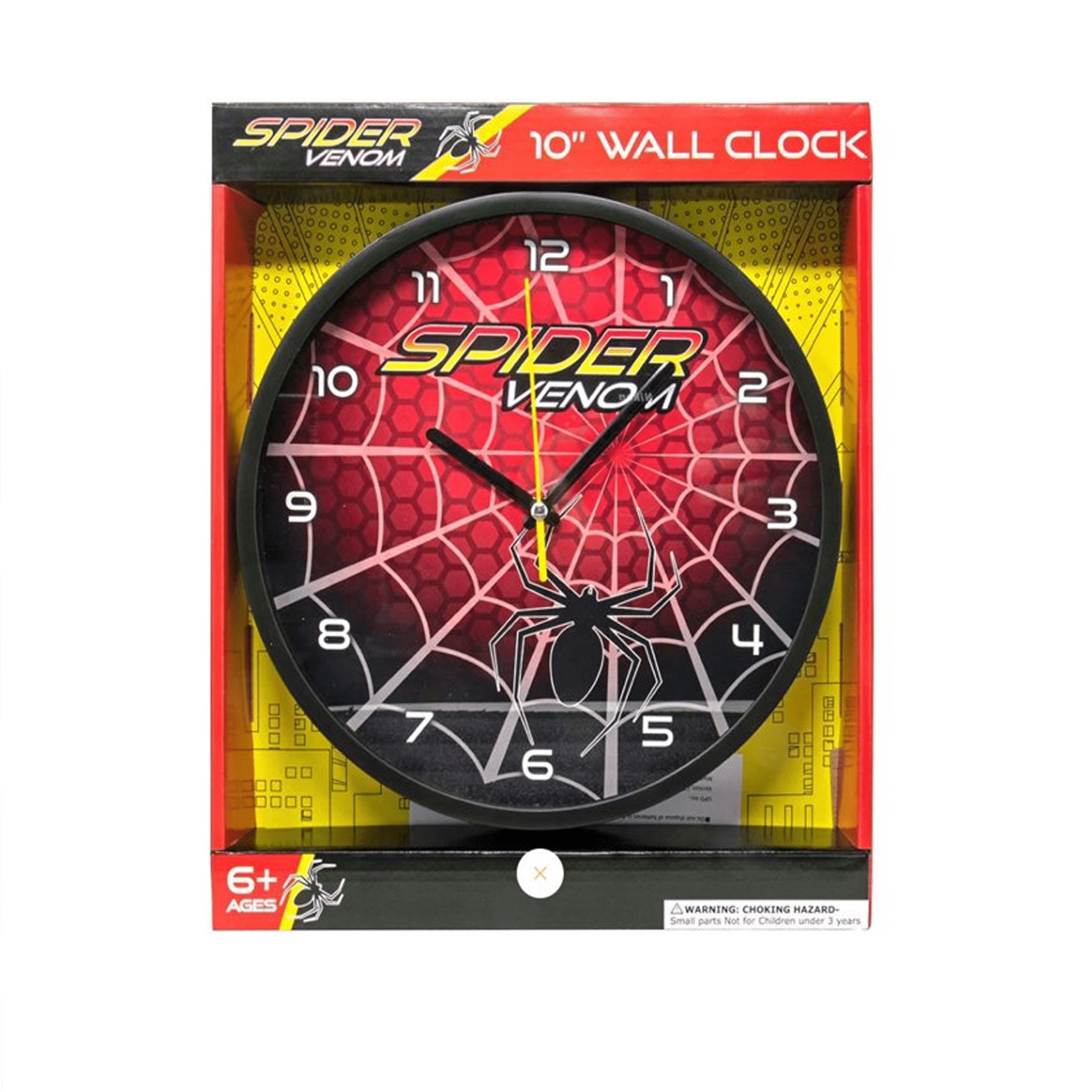 Red and Black Spider Venom 10" Round Wall Clock with Retina Display - Batteries Not Included