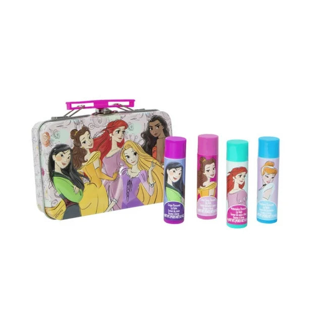 Disney Princess plant-based flavored lip balm & storage tin 5-piece set