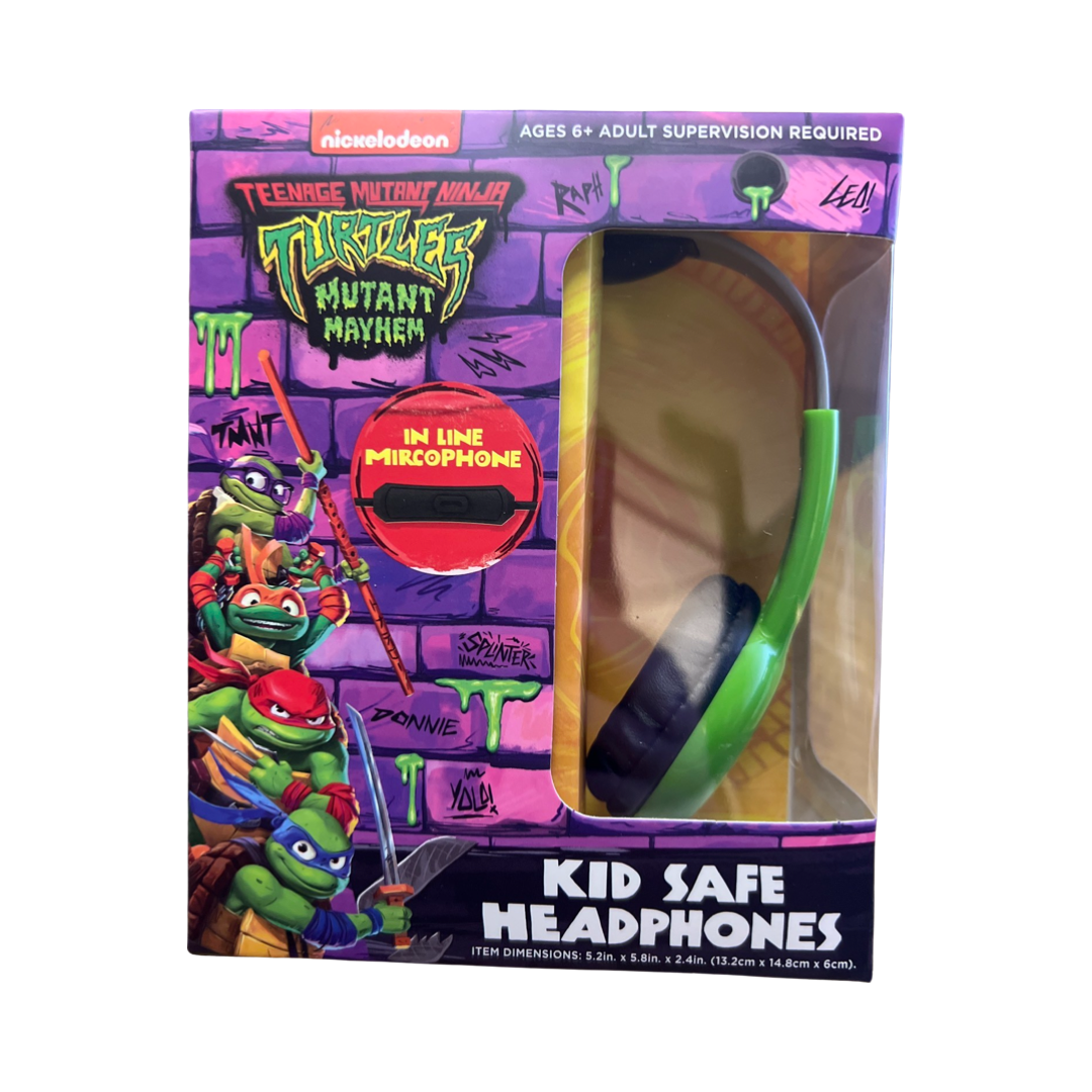 Nickelodeon Teenage Mutant Ninja Turtles Mutant Mayhem in Line Microphone Kid Safe Headphones