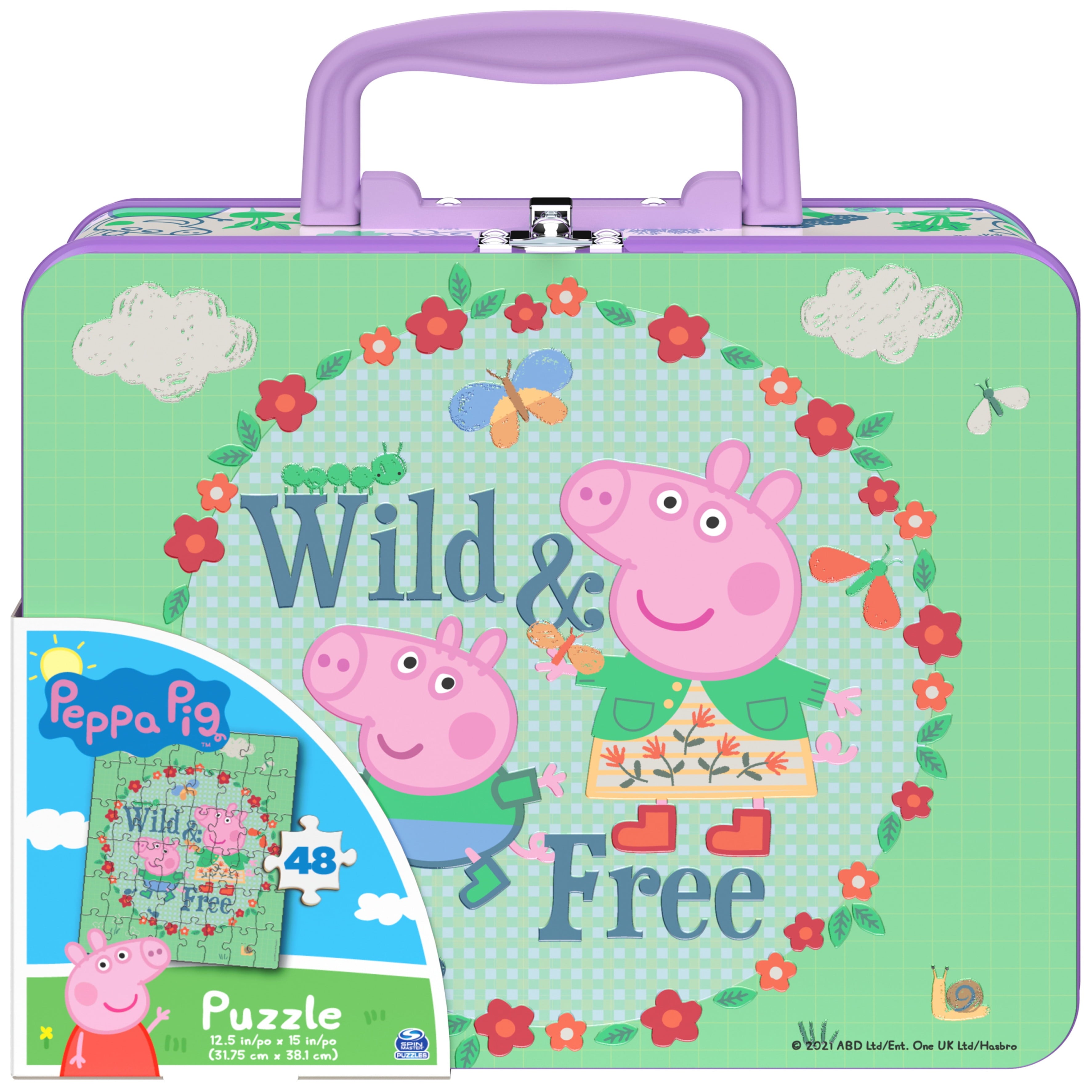 Peppa Pig 48 Piece Jigsaw Puzzle in Tin with Handle, for Families and Kids Ages 4 and up