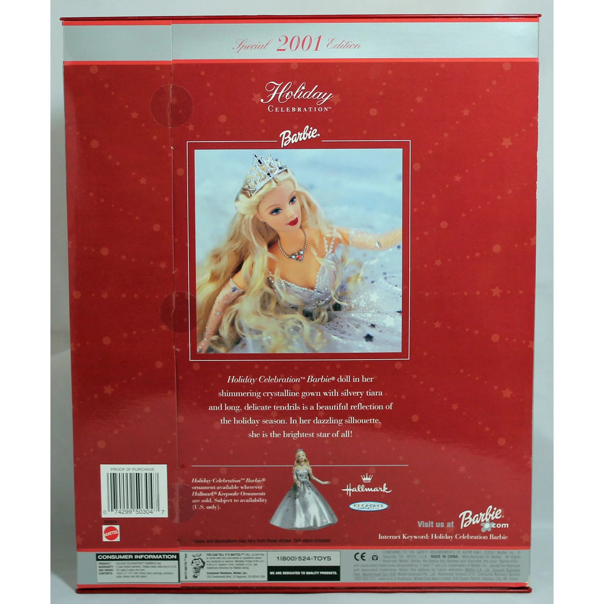 2001 Holiday Celebration Barbie, NRFB, (50304) Non-Mint Box