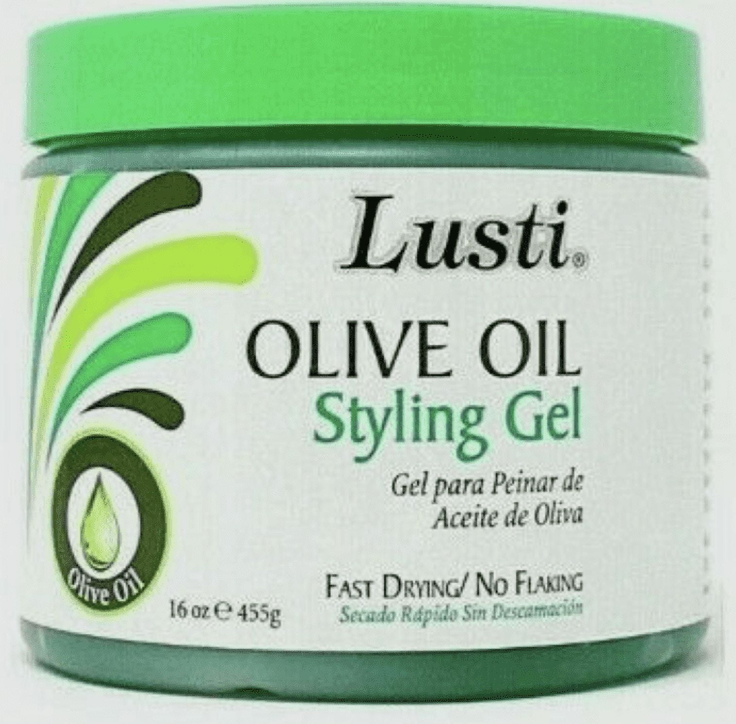 LUSTI OLIVE OIL STYLING GEL FAST DRYING NO FLAKING 16 oz