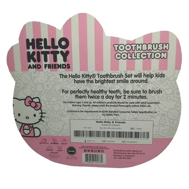 SANRIO Hello Kitty and Friends Toothbrush Collection Set of 5 Characters Include: - Hello Kitty - Cinnamoroll - Keroppi - Kuromi - My Melody