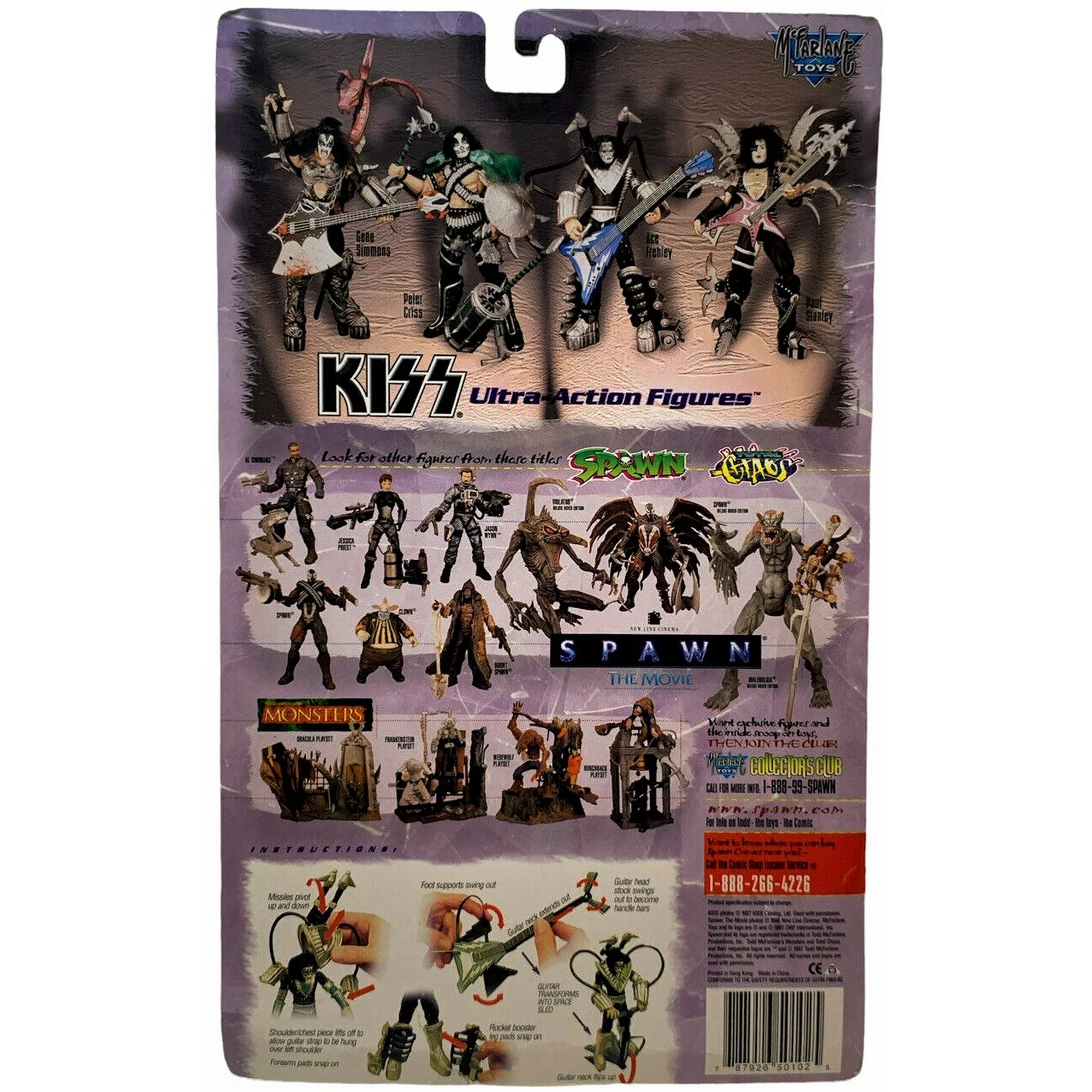 KISS Ace Frehley Ultra-Action Figure with Guitar Space Sled 1997 McFarlane Toys