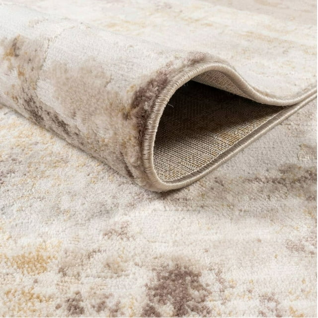 Gertmenian Quattro Alder Beige Polypropylene Modern Abstract Area Rug Runner - 2'2" x 6''