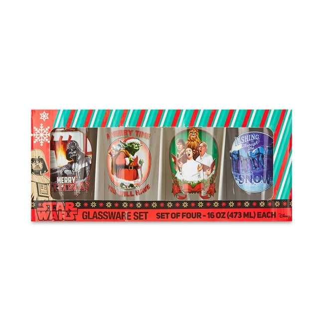 Star Wars Holiday Logos 4pc 16oz Pint Glass Set