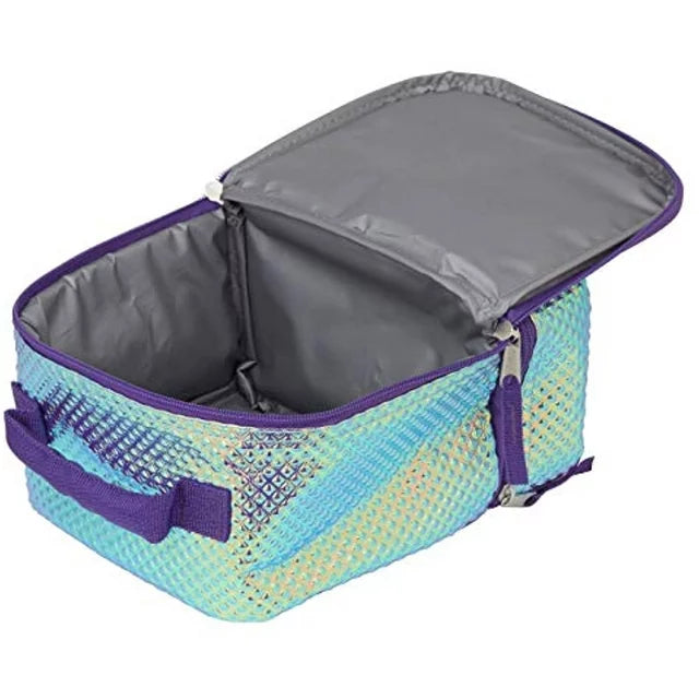 PVC Free Insulated Zippered Glitter 3D Reflective Print Dual Compartment Lunch Bag - B.Bs Run the World by L.O.L