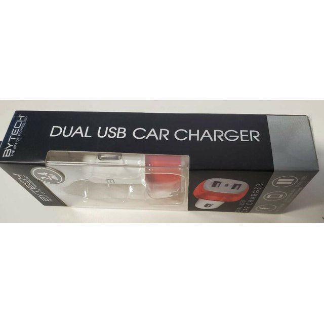 ByTech Dual USB Port Universal Car Charger , 2.4 amp white/Red