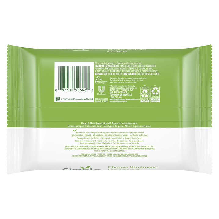 Simple Kind to Skin Facial Care Micellar Wipes 25 ct, Twin Pack