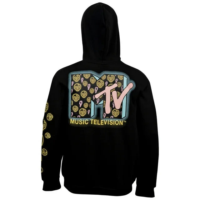 MTV  MTV Classic Pocket Logo Hoodie with Sleeve & Back Print - Medium