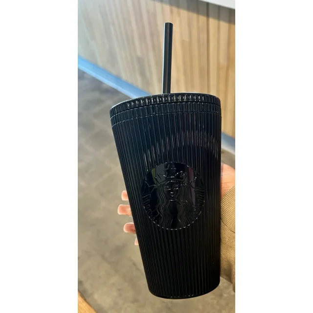 Starbucks Shiny Black Pleated Cup Winter 2024 16oz Cold Cup