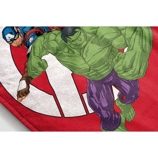 Avengers with Captain America, Hulk, and Thor Kids Blanket, 62 x 90, Microfiber, Red, Marvel