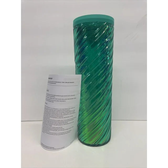 Starbucks Winter Swirl Textured 16 oz Cold Drink Tumbler Green