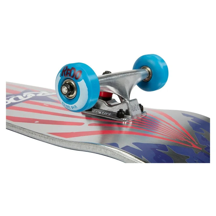 ReDo Skateboard 31" x 7.75" Gallery Pop Complete Skateboard Board Silver Stars for Boys, Girls, Kids