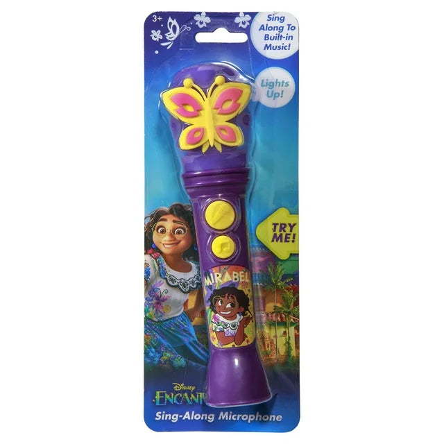 Disney Encanto Sing Along Microphone with Built-In Music and Flashing Lights for Girls Aged 3 Years and Up.