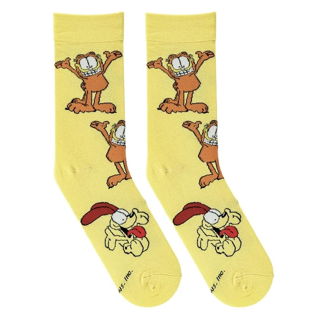 Crazy Socks Garfield Fun Print Novelty Crew Socks for Men