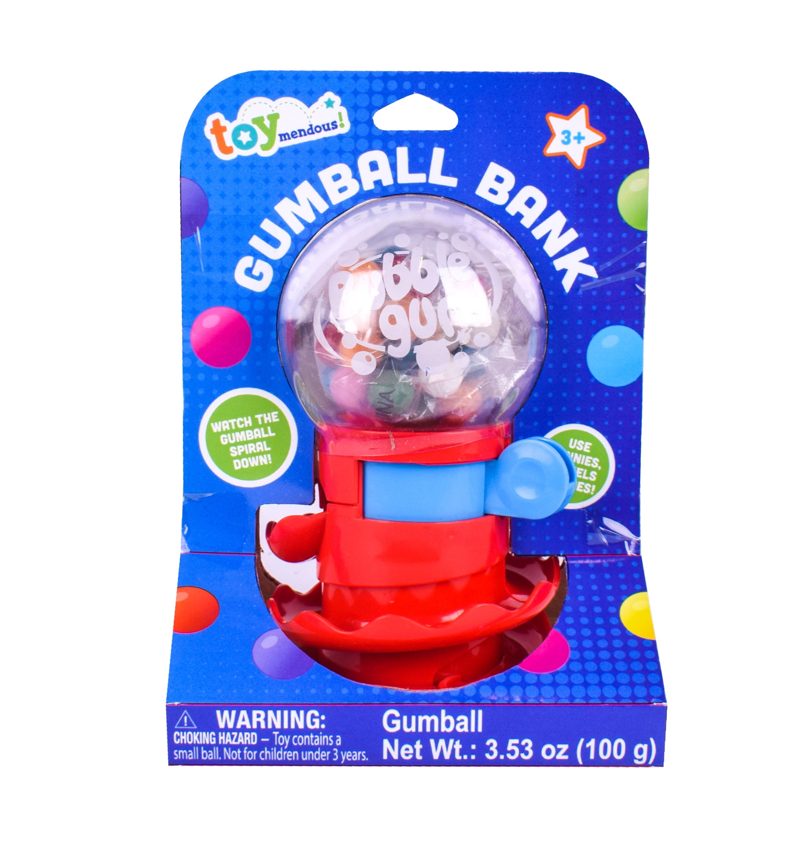 Toymendous Mini Novelty Gumball Machine for Children, Gumballs Included (Colors May Vary)