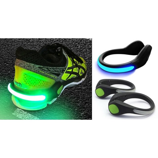 Vibe Essential LED Shoe Clip Lights (Water Resistant, 2 Light Modes, Wide AngleVisibility, Batteries Included) Black,Green