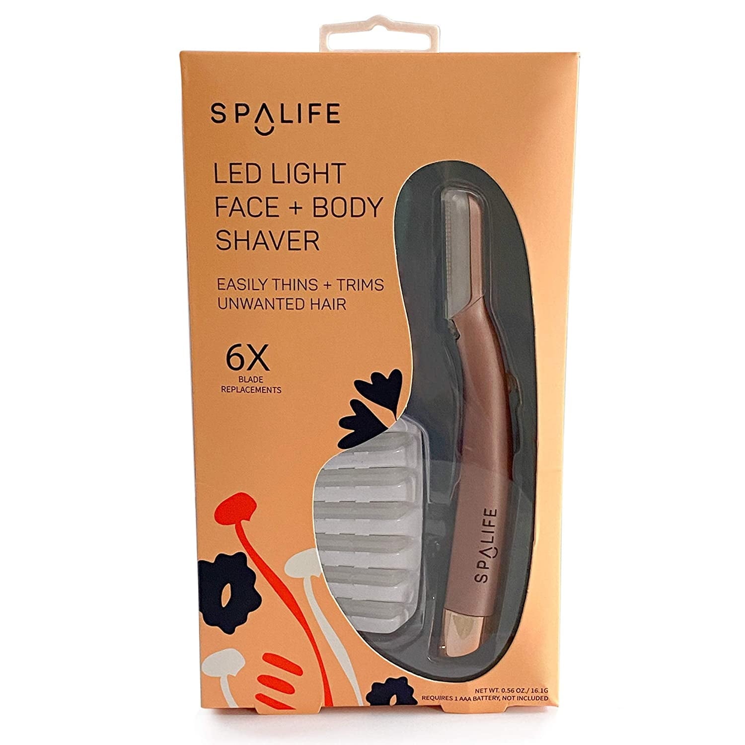 SpaLife Unisex LED Light Face + Body Shaver with Detachable Brush Head