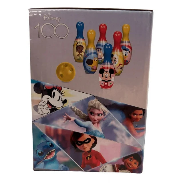 Disney 100 Bowling Set includes 6 Pins and 1 Bowling Ball