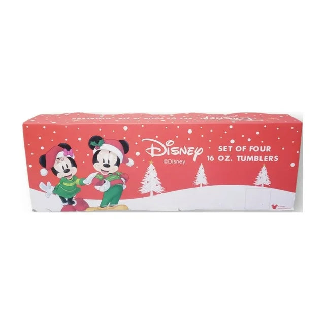 Disney Set of Four 16oz Christmas Holiday Tumblers Glasses