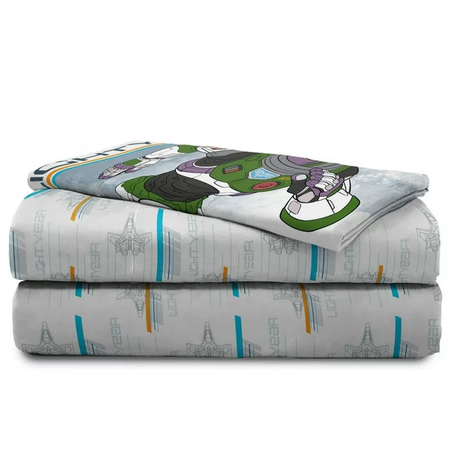 Buzz Lightyear Inner Space Kids 3-Piece Twin Sheet Set, Microfiber, White, Disney