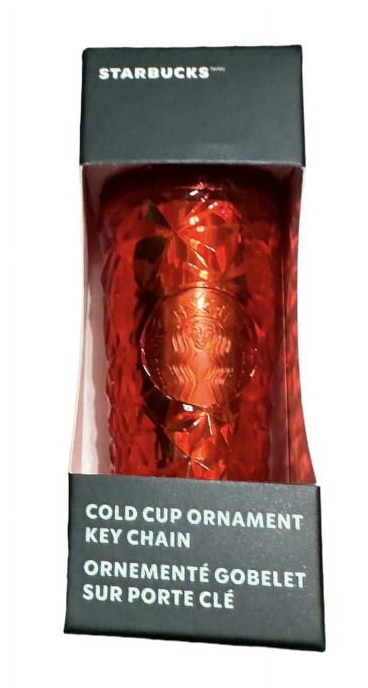 Starbucks Holiday Red Prism Diamond Cold Cup Christmas Ornament Keychain