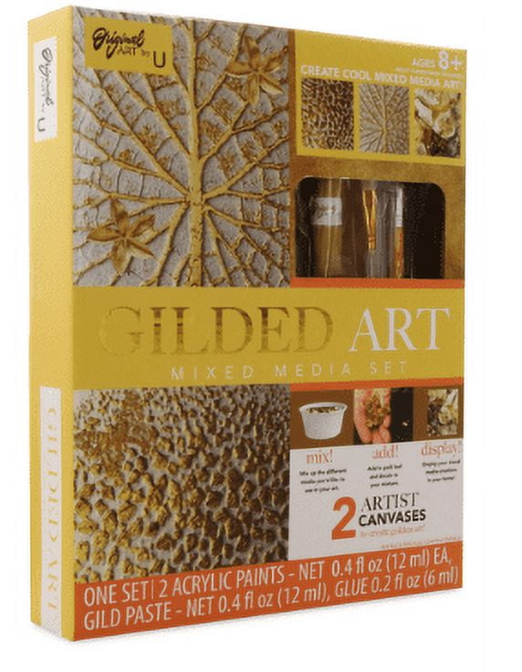 Gilded Art Mixed Media Kit With Canvas, Paint & Gold Leaf Foil