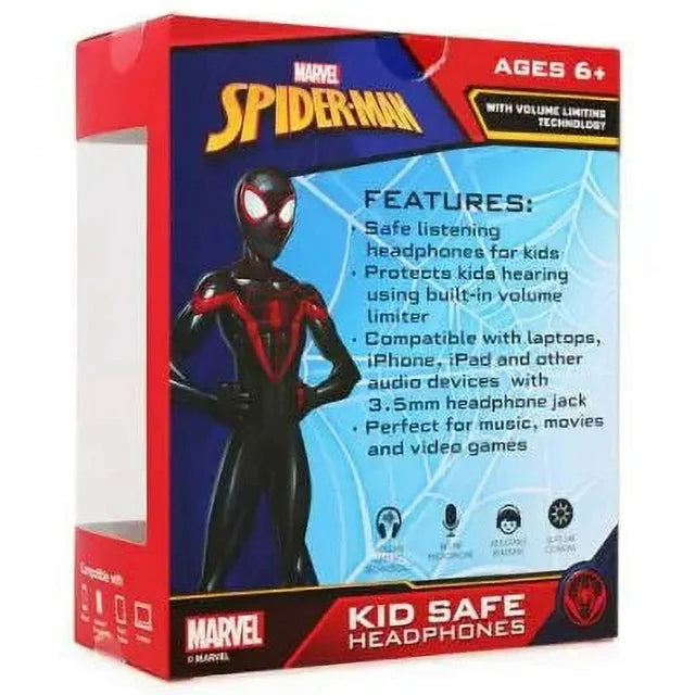 Spider Man Kid Safe Headphones with Volume Limiting Technology