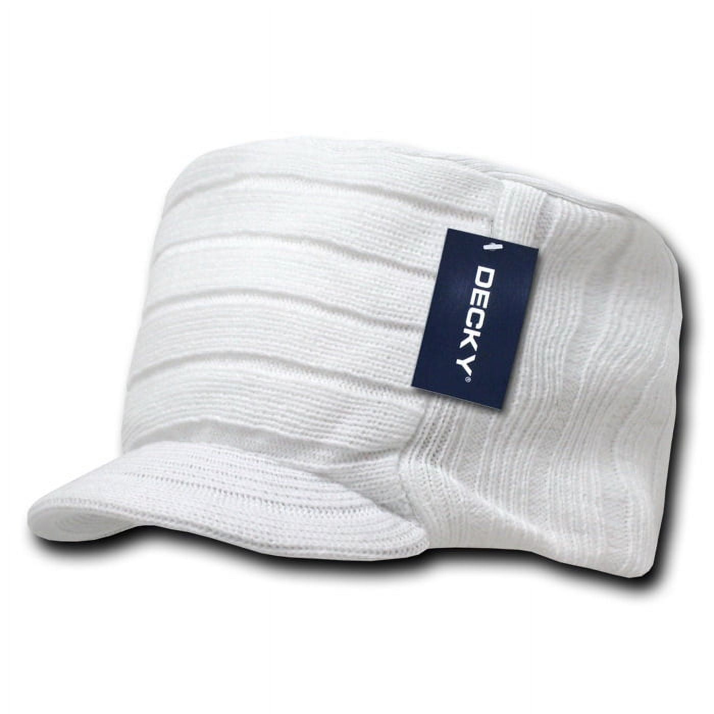 Decky 615 Knitted Flat Top Cap w/ Visor, White