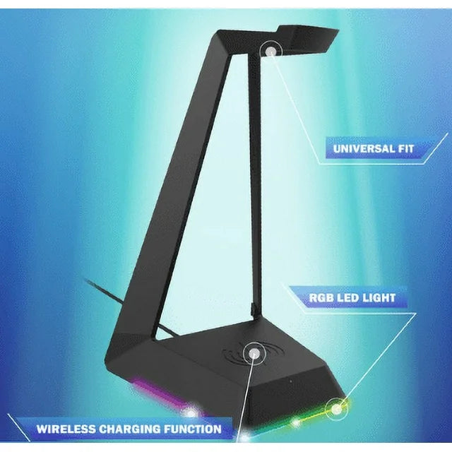 Bugha LED Gaming Headset Stand with Wireless Charging Base (Powered by USB)