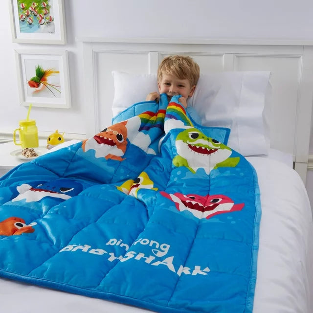 Baby Shark Kids Weighted Blanket, 4.5lb, 36 x 48, Blue, Nickelodeon