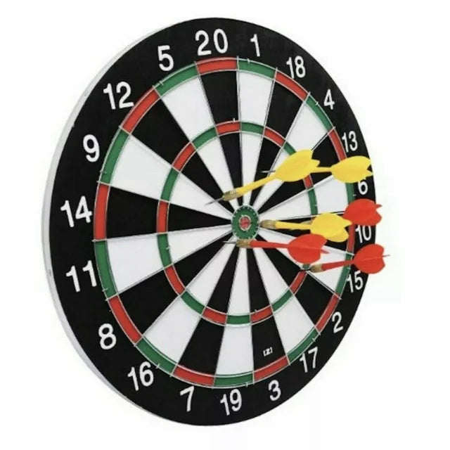 Dartboard Game 15 Inch Paper Dartboard 2 Sided With 2 Games Plus 6 Metal Tip Darts