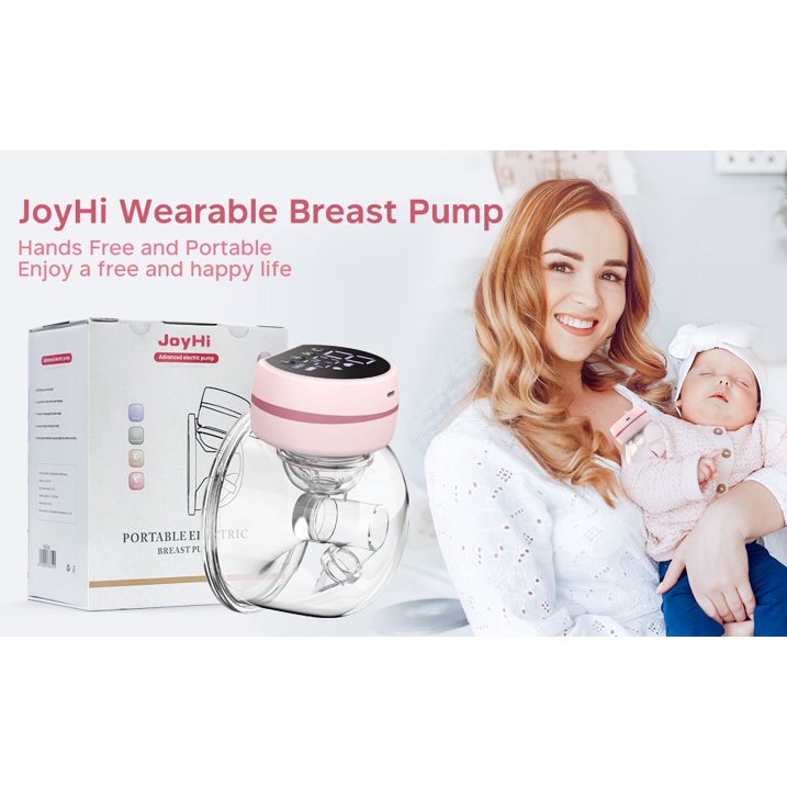 JoyHi Wearable Breast Pump Hands Free - Portable Wireless Breast Pump Electric with 3 Mode & 9 Levels, Silicone Breastfeeding Breastpump Can Be Worn in-Bra, Low Noise & Painless with Massage 24mm