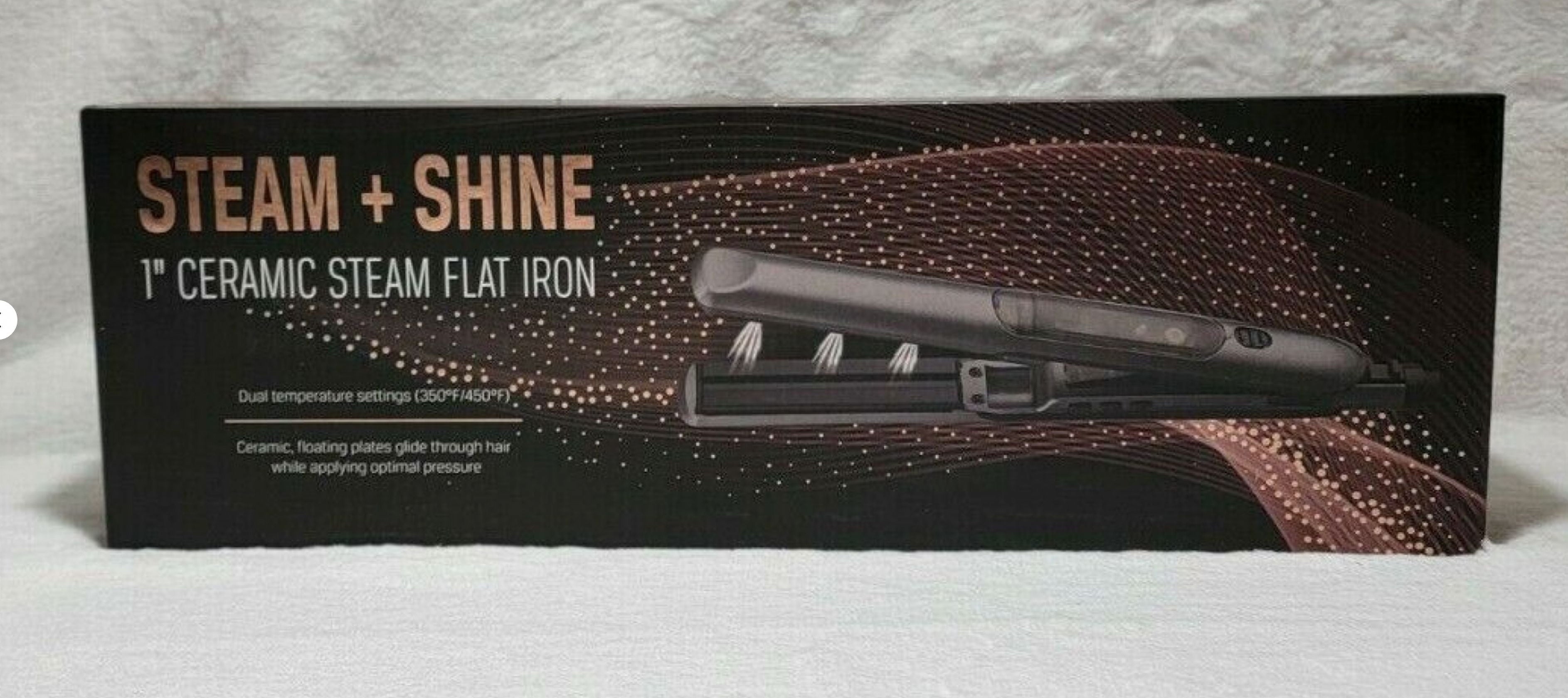 Steam + Shine 1" Ceramic Steam Flat Iron in Gun Metal and Black