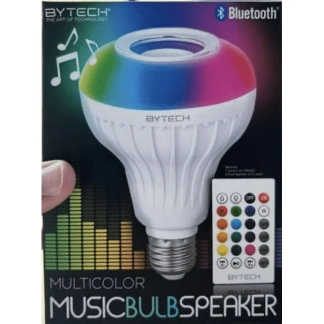 Bytech color-changing speaker light bulb with remote control