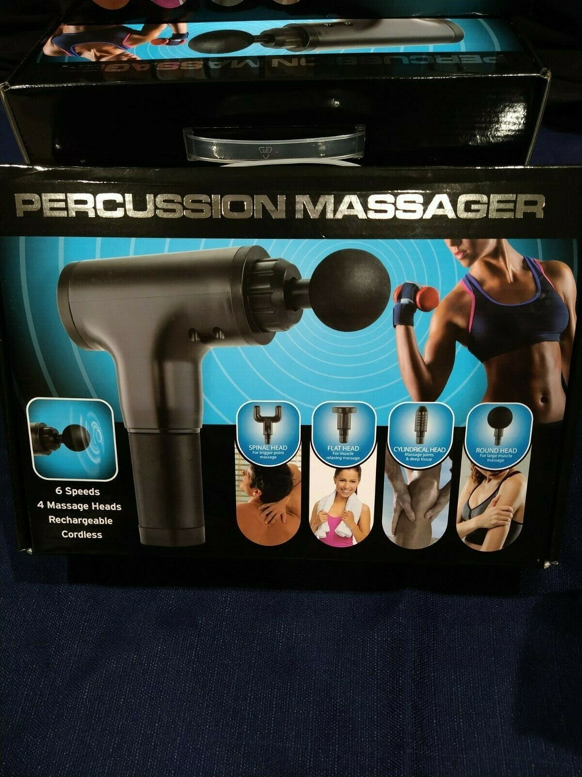 Percussion Cordless Massager Gun 6 Speeds, 4 Body Relaxing Massaging Attachments