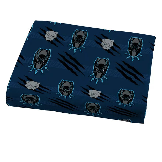 Black Panther King of Wakanda Kids 4-Piece Full Sheet Set, Microfiber, Black, Marvel