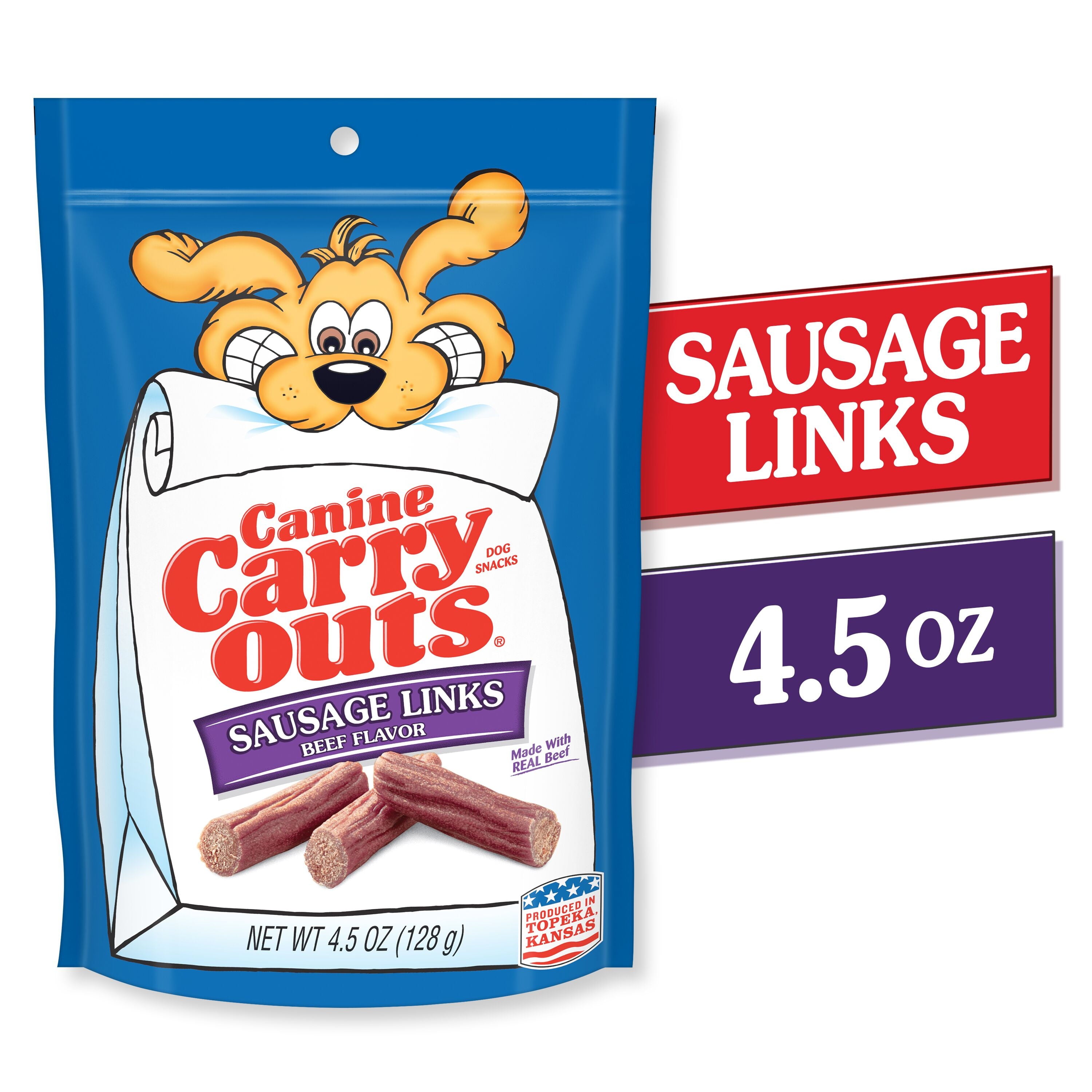 Canine Carry Outs Sausage Links Beef Flavor Dog Treats, 4.5oz Bag