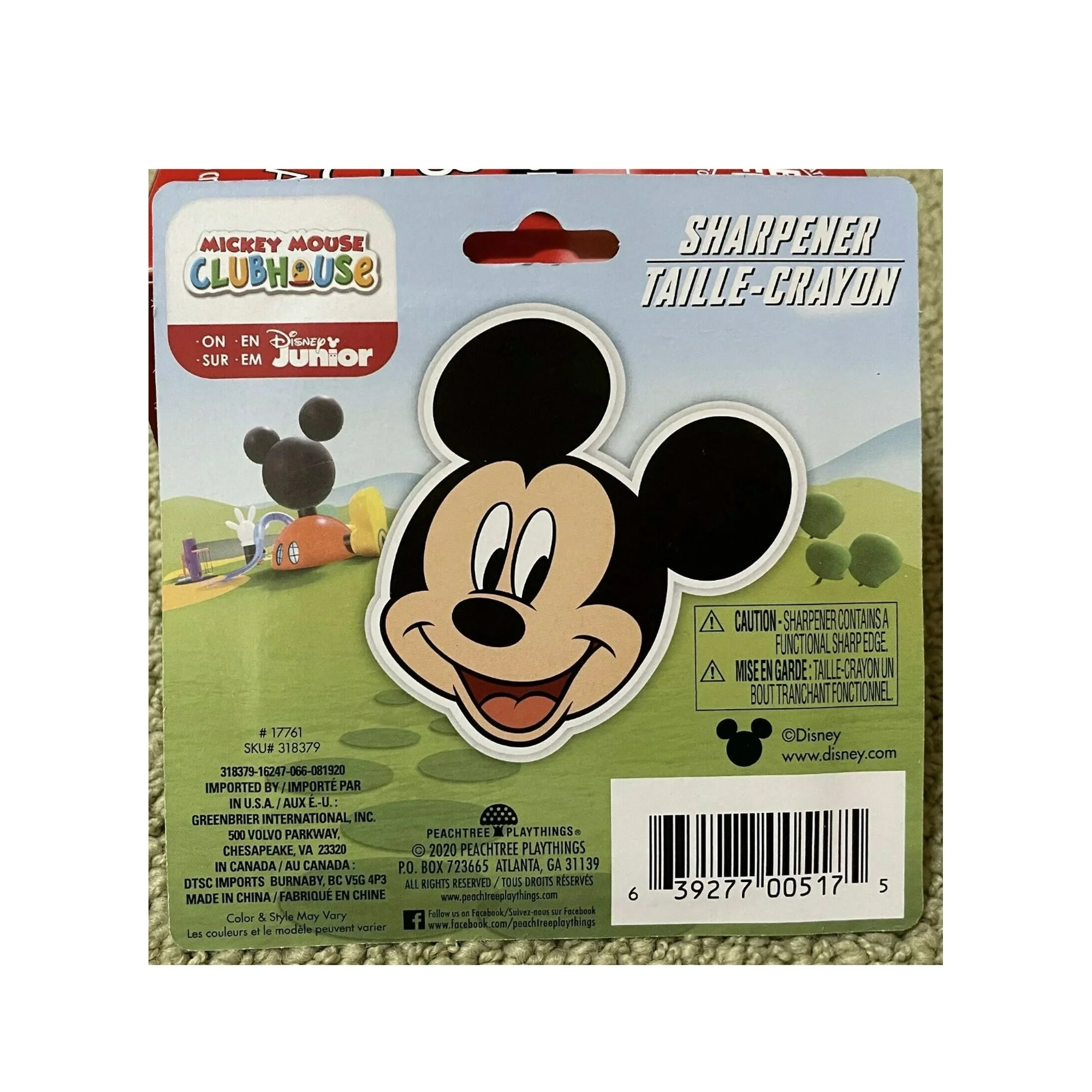 DISNEY MICKEY MOUSE Crayon Sharpener Peachtree Playthings