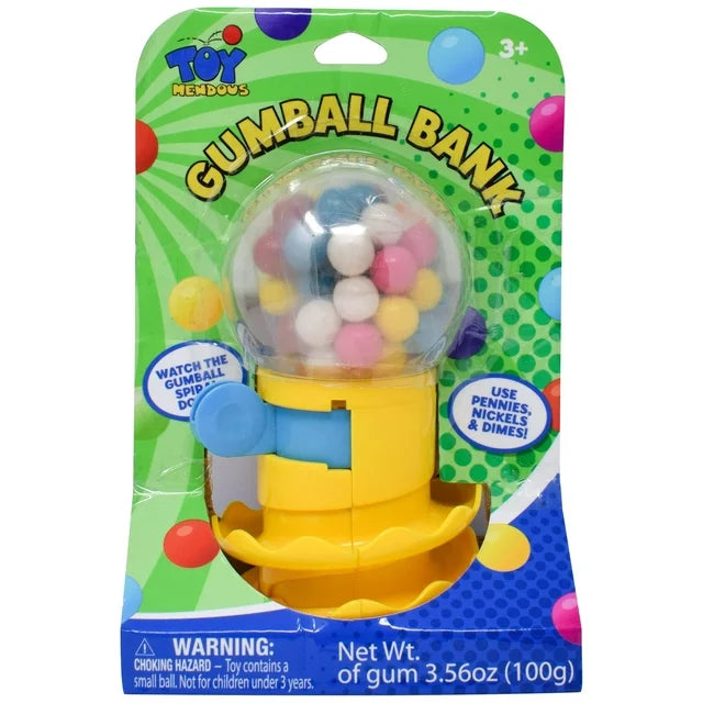 Toymendous Mini Novelty Gumball Machine for Children, Gumballs Included (Colors May Vary)