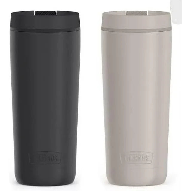 Thermos Stainless Steel 18oz Travel Tumbler, 2-pack. Black/Gray