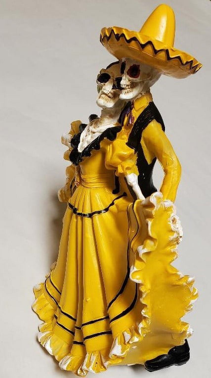 Hola Halloween tabletop decor Yellow Skelton Dancing Couple