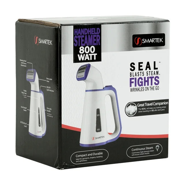 Smartek ST-53W Portable Handheld Fabric Clothes Garment Steamer with Fabric Brush (White & Purple)